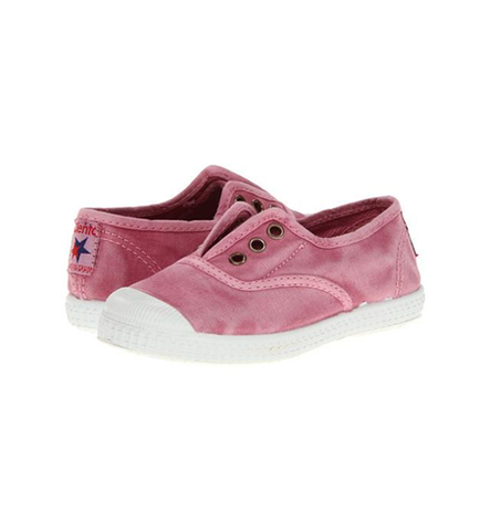 Cienta 70777 Distressed Pink Canvas Laceless Sneaker