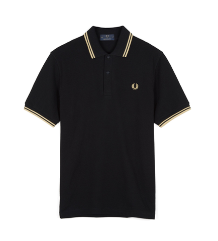 Fred Perry M12 Original Twin Tipped Polo Black / Champagne